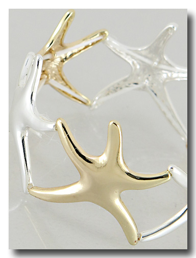 Silver/Gold Stretch Starfish Bracelet | 42-JB4533-TT-2.jpg