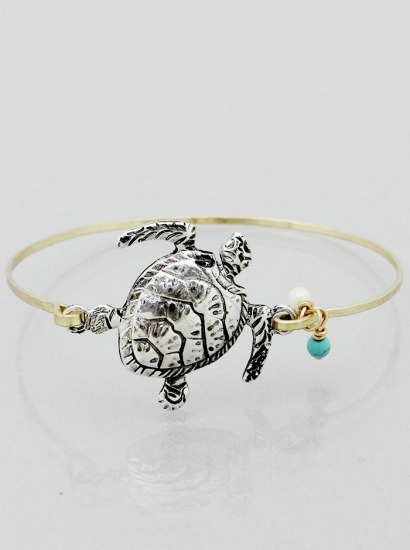 Sea Turtle Bangle Bracelet | SAND-DOLLAR-BANGLE-BRACELETS-LSELTRUT-B6829-91bb.jpg