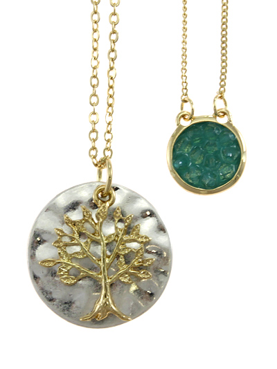 TURQUOISE STONE W/ TREE DESIGN, GOLD TONE NECKLACE | f_ON8153-TQS.jpg
