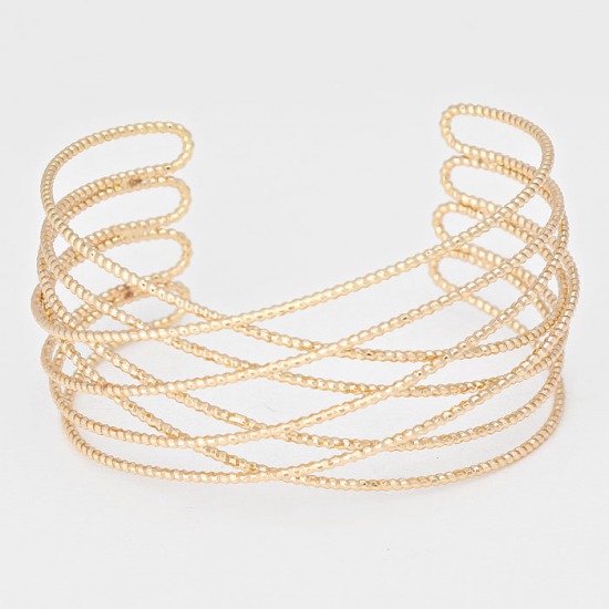  Textured Metal Crossed Cuff Bracelet  | CFB6024-GD-114H-238D-CUFF-272368-275-0.15.jpg