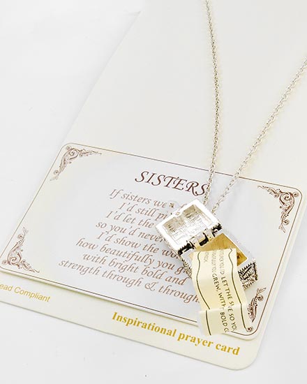  Silver Tone Turquoise Epoxy /  Locket W/message Necklace (Sister) | 442403-1.jpg