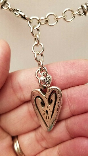 Brighton Brazilian Triple Silver Dangling Hearts Black Leather Cord Necklace  | heart5.jpg