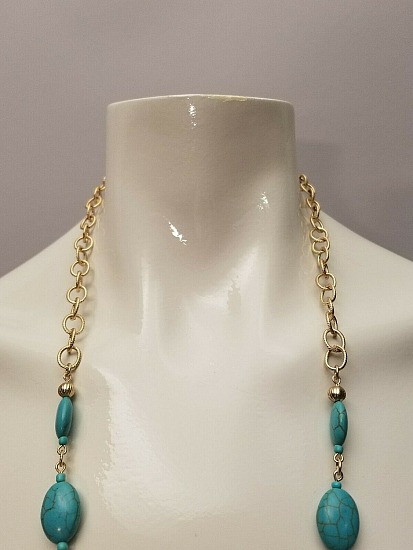 Chico's Isabella Turquoise Stone & Coin Gold Y Drop Necklace NWT | chico1.jpg