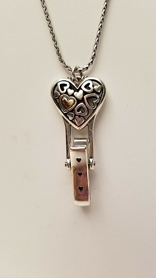 Brighton Charm Floating Hearts Silver Lanyard ID Badge Card Holder Clip Necklace | BC!.jpg