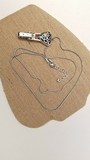 Brighton Charm Floating Hearts Silver Lanyard ID Badge Card Holder Clip Necklace | BC4.jpg